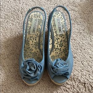 Blue Rose Wedge Sandals